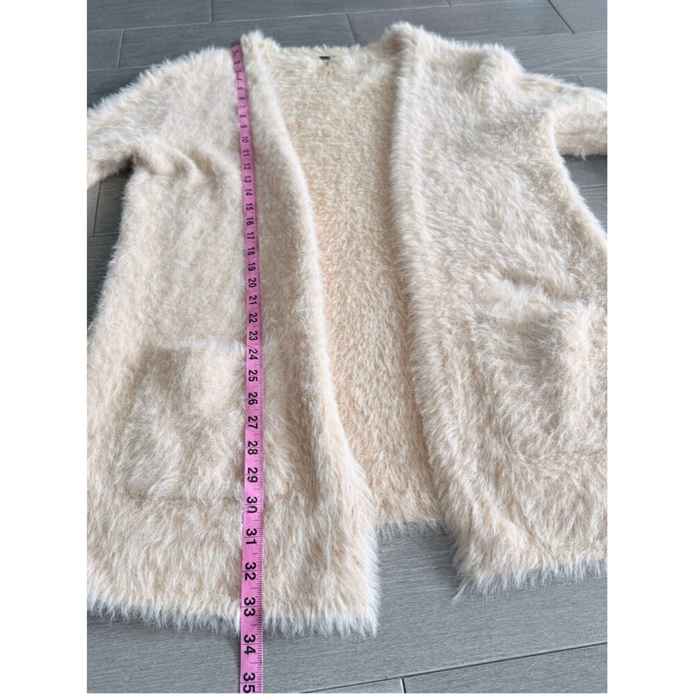 Free People Once In A Lifetime Cardigan Ivory S Shaggy Wool Blend Long Open Boho - Picture 14 of 14